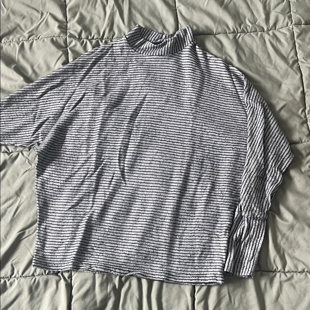 Out from Down Under Black and White Striped Turtleneck